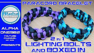 How to make a Paracord Bracelet 2 in 1 Lighting Bolts Boxed In 2016 [upl. by Mill]