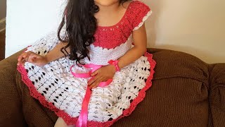 💞VESTIDO para Niña a CROCHETganchilloa la Talla Deseada 💞Parte1 [upl. by Nilatak]