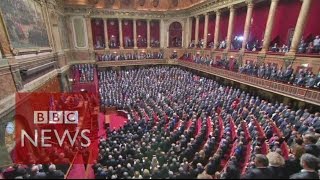 French parliament sings La Marseillaise  BBC News [upl. by Annaoj]