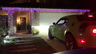 Dodge Challenger Swinger Sublime Green shaker hood cold start Christmas lights [upl. by Uaeb]