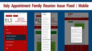 BLS Italy Book Appointment Family Reunion on Mobile  Issue Fixed ✅ [upl. by Ysdnyl]