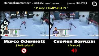 SKI DOWNHILL RACE COMPARISON on the Kitzbühel Streif 2024 Cyprien Sarrazin vs Marco Odermatt [upl. by Aitnahc]