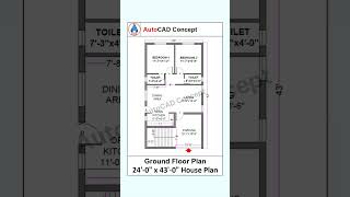 24x43 House Plan  24 by 43 Home Plan  2BHK House Plan with car parking 😲 homedesign house [upl. by Yauq]