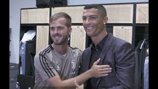 Cristiano Ronaldo meets his Juventus teammates for the first time [upl. by Berti916]