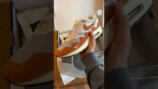 Nike Air Max 1 Patta Waves Monarch Sneaker Unboxing [upl. by Chiquia]