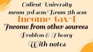 Income tax mcom 3rd semBcom 5th sem Calicut UniversityIncome from other sources [upl. by Critta469]