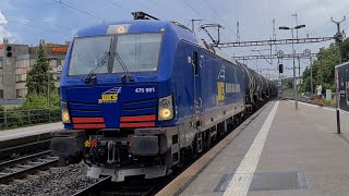 passage dune Re 475 WRS tractant un convoi de wagons citernes à Nyon [upl. by Phelia117]