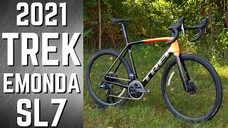 Aero  Light  Electronic  2021 Trek Emonda SL7 eTap Review of Features and Weight [upl. by Aynotan312]