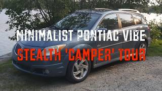 126 Minimalist Pontiac Vibe Stealth Camper Tour [upl. by Jacki38]