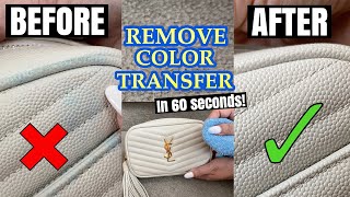 HOW TO REMOVE COLOR TRANSFERDENIM STAINS FROM LEATHER BAGS in 60 seconds  EASY TRICK [upl. by Htebazie]