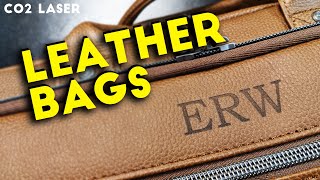 How to Engrave a LEATHER Briefcase Handbag or Purse  Initials or Monogram  CO2 Laser Tutorials [upl. by Ciryl]