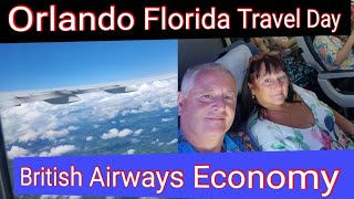 FLORIDA TRAVEL DAY  GATWICK TO ORLANDO  BRITISH AIRWAYS  ECONOMY [upl. by Ainoyek]