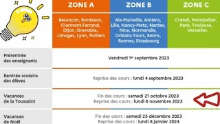 Le calendrier des vacances en France pour lannée scolaire 20232024 [upl. by Heger]