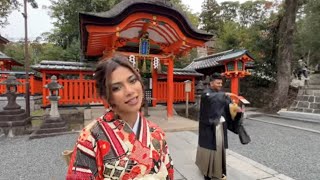 We wore the traditional kimonos ♥️  Fushimi inari  bamboo forest  Nagma Mirajkar japan vlogs [upl. by Otreblon]