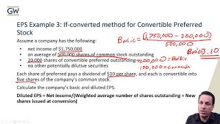 Diluted EPS Example Convertible Preferred Stock [upl. by Aylat]