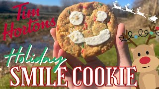 NEW Tim Hortons Holiday Smile Cookie  Tim Hortons Taste Test [upl. by Avehsile]