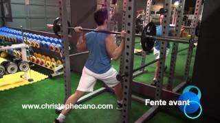 Christophe CANO  Coach sportif  Personal Trainer  Musculation des cuisses  Fente avant [upl. by Nikolas]