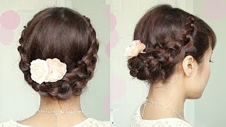 Crochet Braid Updo Hairstyle for Medium Long Hair Tutorial  Bebexo [upl. by Lehsar]