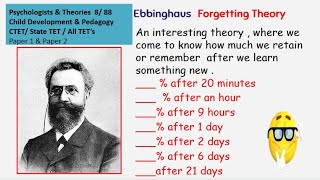 Ebbinghaus ForgettingTheory Psychologists amp Theories  8 88  CDP  CTET 2020 All Teaching Exams [upl. by Ellitnahc]