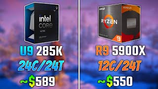 INTEL ULTRA 9 285K vs RYZEN 9 5900X  Test in 6 Games [upl. by Kera]