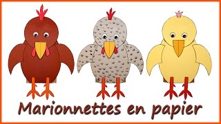 Marionnettes en papier Poule et Coq [upl. by Ayanal903]