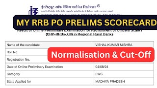 My RRB PO 2024 Scorecard  MY RRB PO PRELIMS SCORECARD  Normalisation amp CutOff Secret [upl. by Berta854]