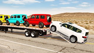 Flatbed Truck Mcqueen  Transportation with Truck  Pothole vs Car 211  BeamNGDrive [upl. by Hurd893]