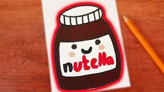 KAWAII NUTELLA DIY zeichnen  süße Schoko Creme malen für Einladungen und Geburtstagskarten [upl. by Pratt]