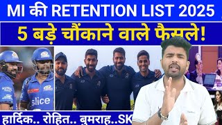 mi retained players list  top 5 player retained captain hardik pandya Surya Kumar jaspreet bumrah [upl. by Fezoj]