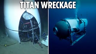 Chilling first video of mangled Titan submarine shows wreck after deadly implosion [upl. by Kahler]