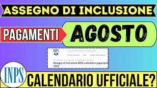 🔴 ASSEGNO DI INCLUSIONE ➡ PAGAMENTI AGOSTO [upl. by Oswin]