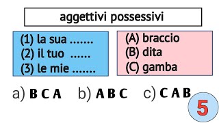 Can you pass thisitalian quiz 135 level A2Italiano per stranieriaggettivi possessivi [upl. by Yngiram]