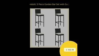 vidaXL 5 Piece Garden Bar Set with Cushions Poly Rattan Black [upl. by Aniz]