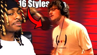 HE DID EVERYONE FIRST TIME REACTING TO QUADECA 16 STYLES OF RAPPING [upl. by Nicodemus]