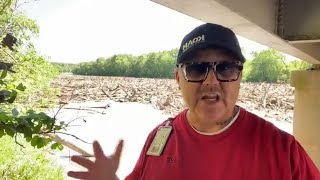 Live Massive logjam on Neosho River at Twin Bridges State Park is a growing problem [upl. by Swayder884]