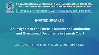 CFORSJ i CONF 2024 INVITED SPEAKER ASSOC PROF DR AHMAD SYUKRAN BAHARUDDIN [upl. by Eivla]