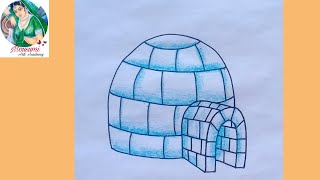 How to Draw Igloo  Easy Drawing for Beginners  Step by Step [upl. by Afinom253]