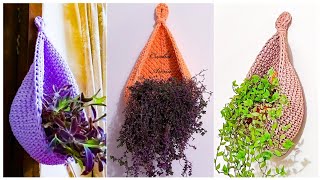 How to make a crochet plant hanger I Crochet Hanging Plant Holder [upl. by Short]