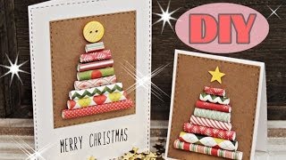 Weihnachtskarten selber basteln 3  Weihnachtsbaum  Christmas Card DIY [upl. by Eizle]