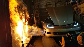 Huge Corvette Explosion And Fire Caught On Dyno [upl. by Suzetta]