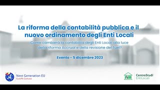 Tavolo tecnico La riforma della contabilità pubblica e il nuovo ordinamento degli Enti Locali [upl. by Elbas]