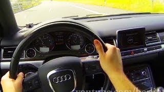 Audi S8 V10 in ACTION Kickdown Acceleration Sound POV Onboard BEST OF 2013 A8 4E Autobahn [upl. by Artinahs]