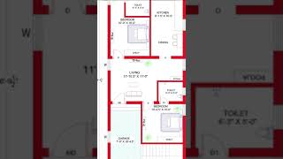 20x 4695quot House plan 2BHK20 By 4695quotHome plan204695 House design IndianstyleWEST FACE [upl. by Rabma190]