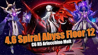 C6 R5 Arlecchino All Spiral Abyss Floor 12  Genshin Impact 46 [upl. by Noruq301]