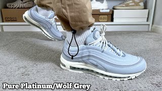 Nike Air Max 97 Pure Platinum Wolf Grey Reviewamp On foot [upl. by Karub]