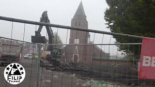 zware werken op overslag plein aan de kerk van overslag Wachtebeke Oost Vl Belgie [upl. by Eiramac]