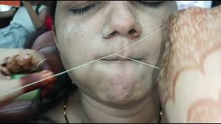 Upper lip hair removal ll thread se upper lips kaise kare [upl. by Adaran408]