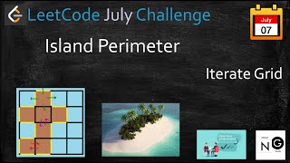 island perimeter  island perimeter leetcode  leetcode 463 iterate grid [upl. by Anelam]