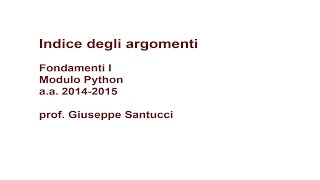 Indice lezioni  Modulo Python  Prof Santucci [upl. by Acsirp]