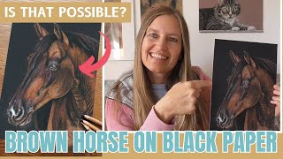 Drawing a Brown Horse on Black Canson Velvet Paper  Is It Possible [upl. by Llorrad]